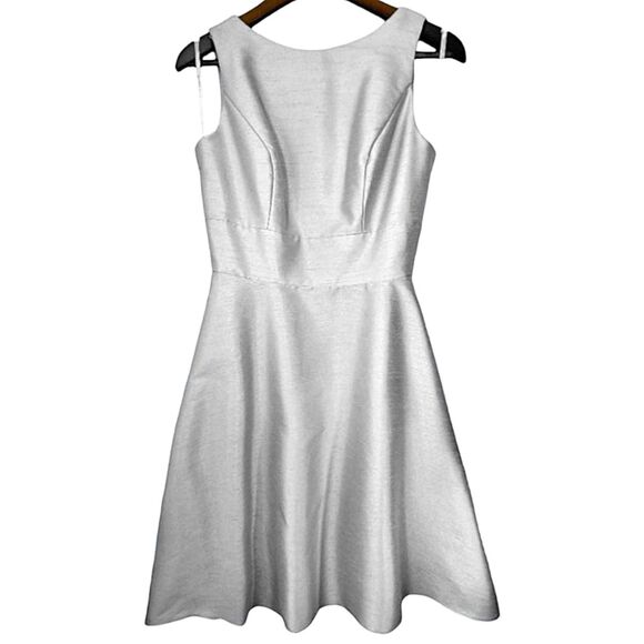 Alfred Sung Dove Gray A-Line Bow Cocktail Dress Sz 8 | Audrey Hepburn Jackie-O - Picture 9 of 11